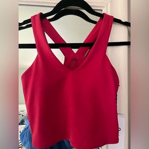 Alo Yoga Airbrush Real Bra Tank in Lipstick ( reddish pink ) size XS